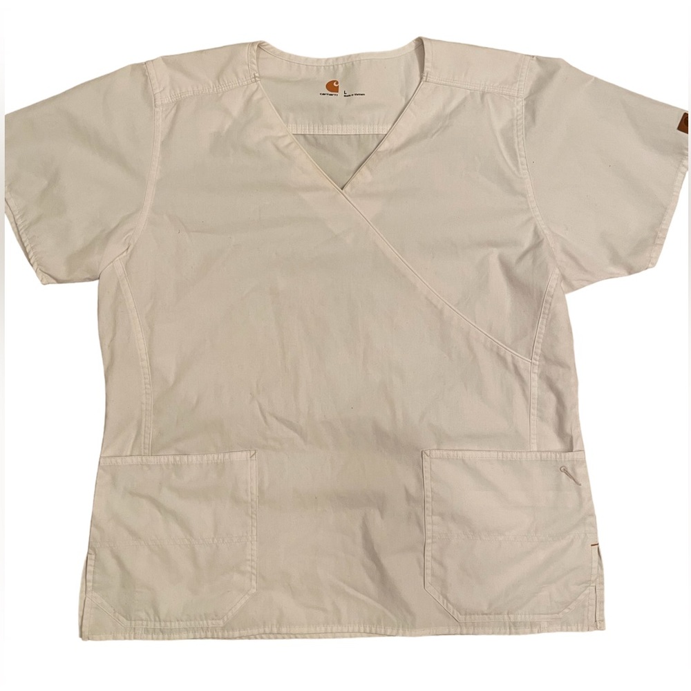 Carhartt women’s white scrub shirt sleeve‎ top size L